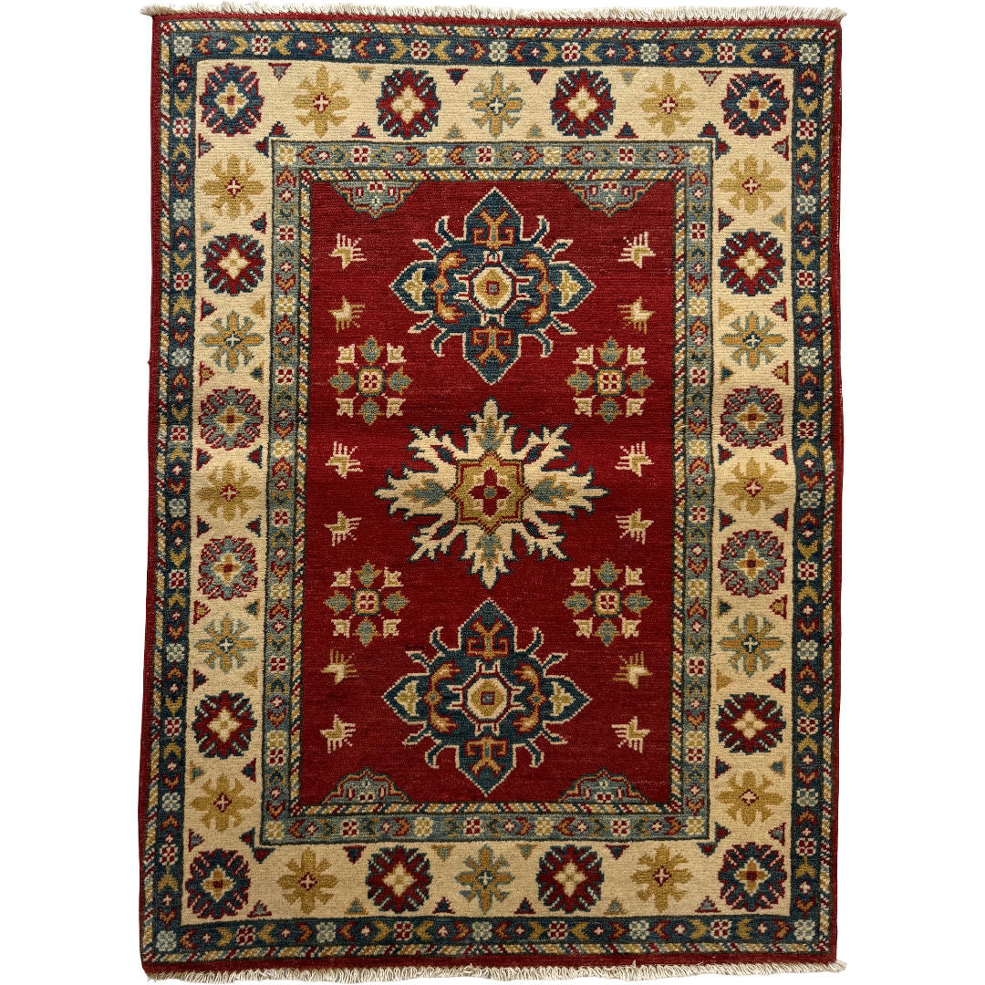 116 x 83 cm Hand-Knotted Afghan Kazak Wool Rug
