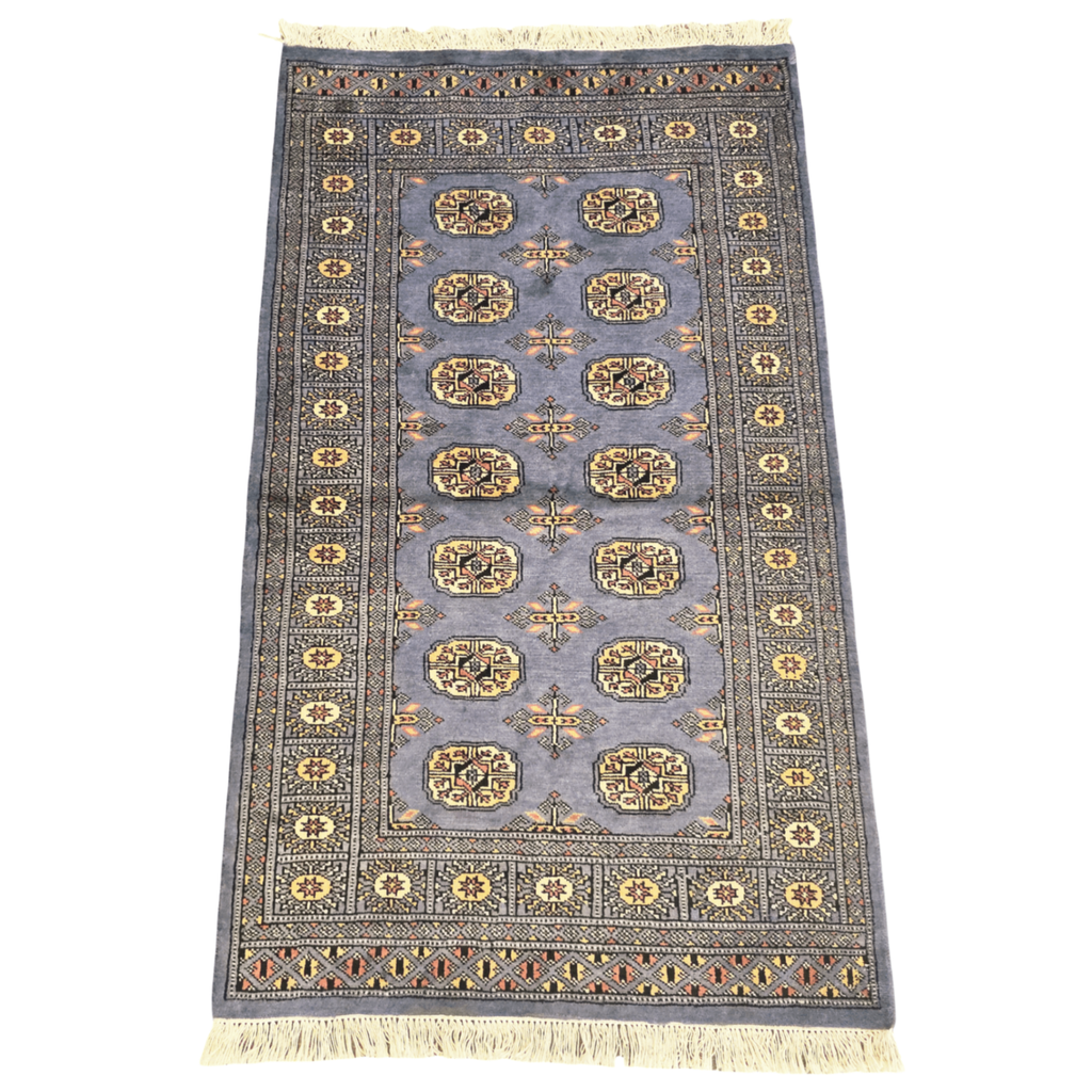 155 x 92 cm Hand Knotted Blue Karachi Bokhara – Wool Rug