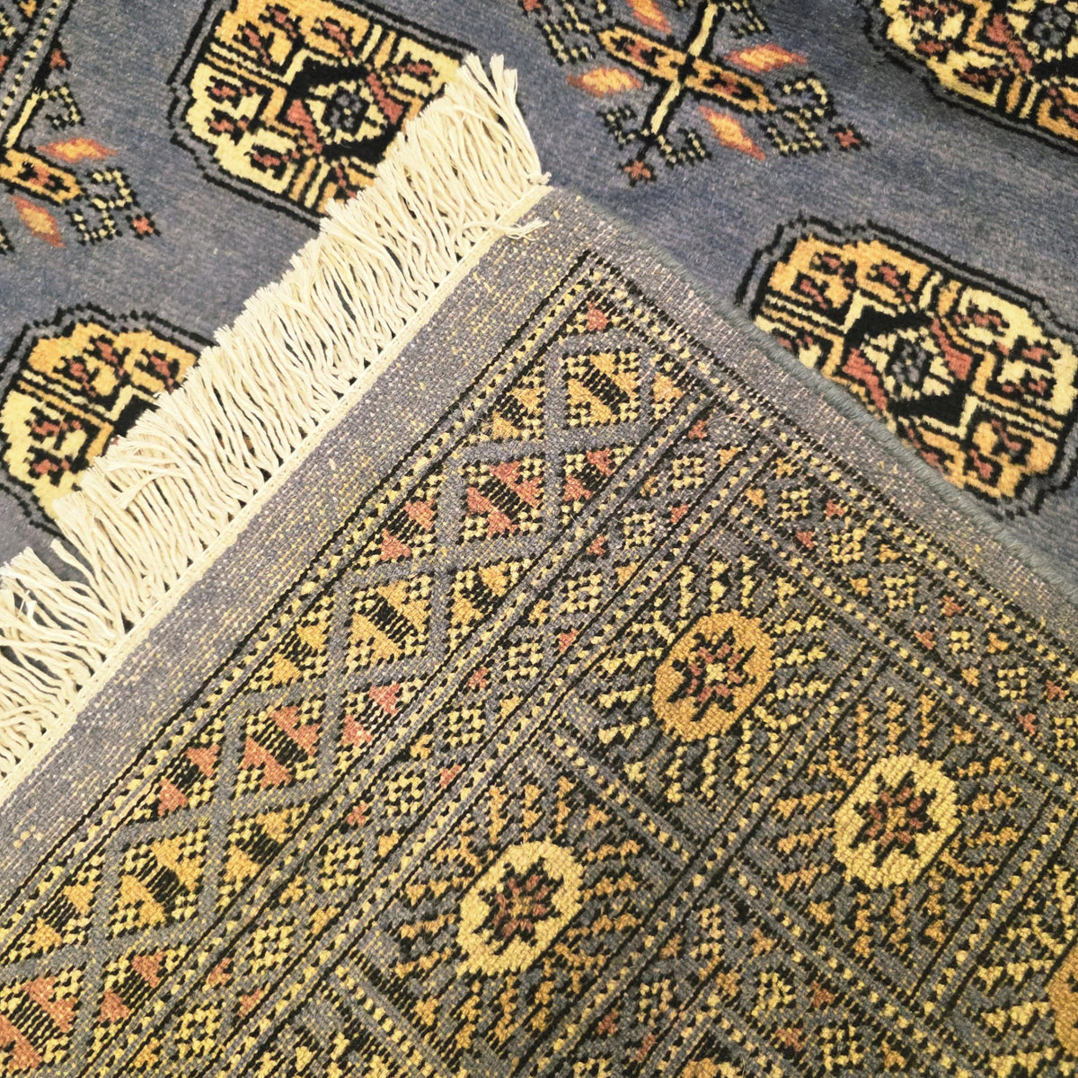 155 x 92 cm Hand Knotted Blue Karachi Bokhara – Wool Rug