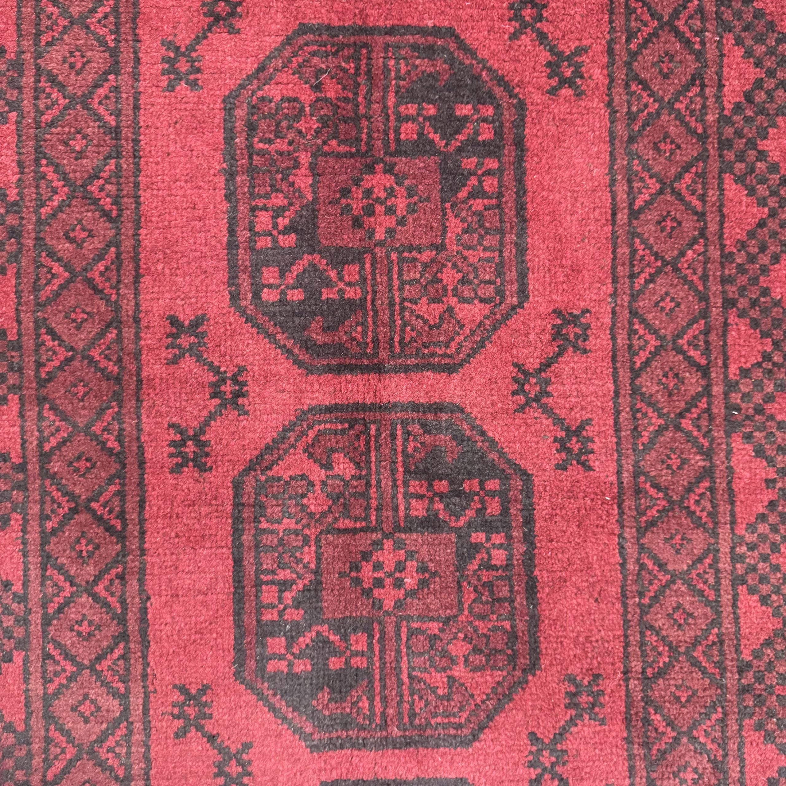 195 x 97 cm Hand-Knotted Afghan Akche Rug