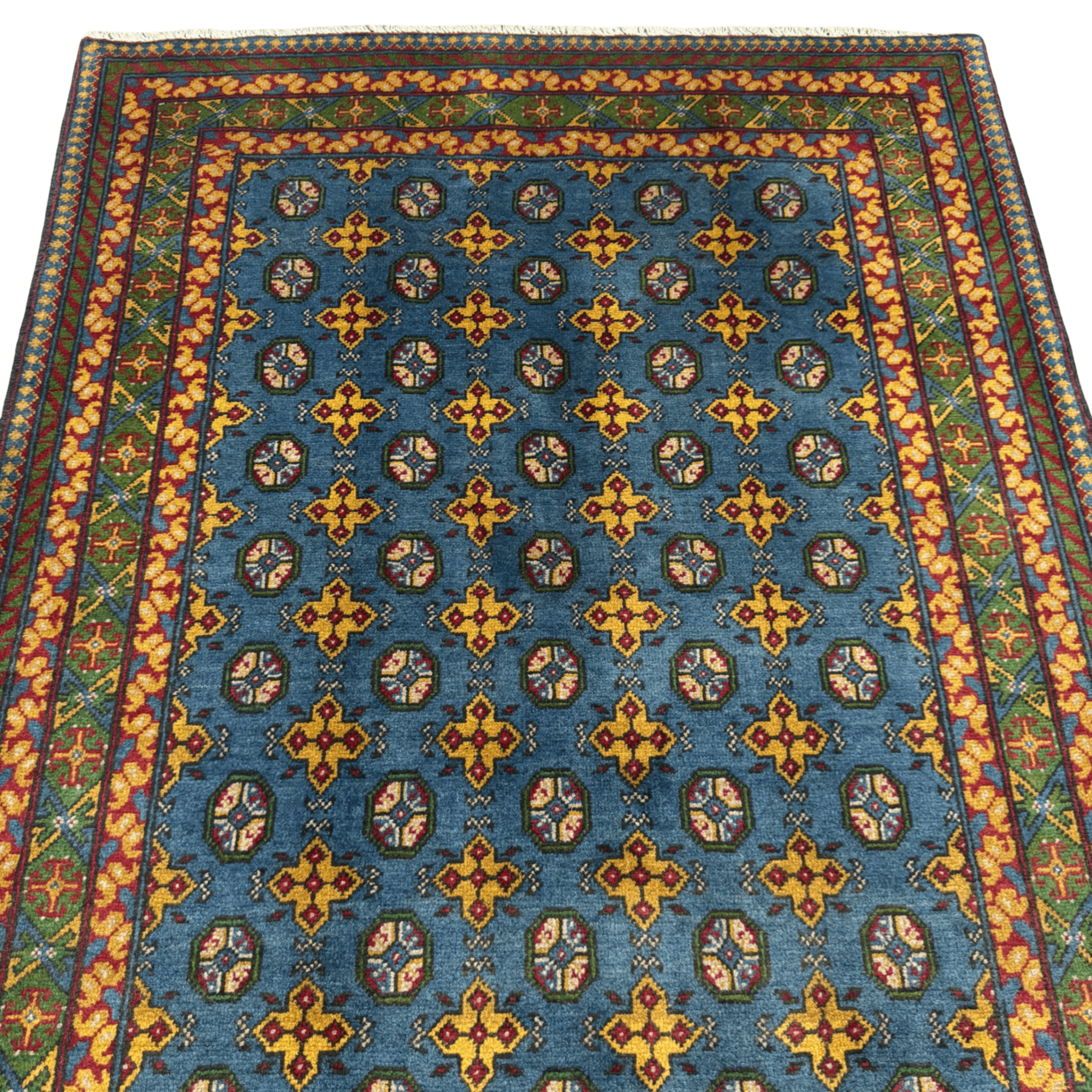 202 x 151 cm Hand-Knotted Afghan Akche Bokhara Rug