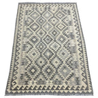 206 × 143 cm Hand-Woven Afghan Kilim Rug – Wool Flatweave