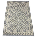 206 × 143 cm Hand-Woven Afghan Kilim Rug – Wool Flatweave