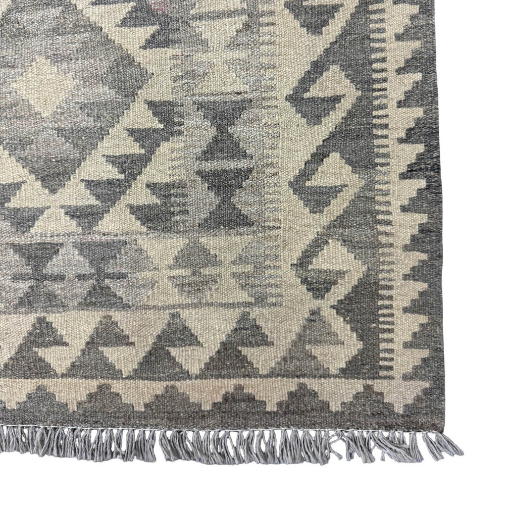 206 × 143 cm Hand-Woven Afghan Kilim Rug – Wool Flatweave