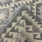 206 × 143 cm Hand-Woven Afghan Kilim Rug – Wool Flatweave