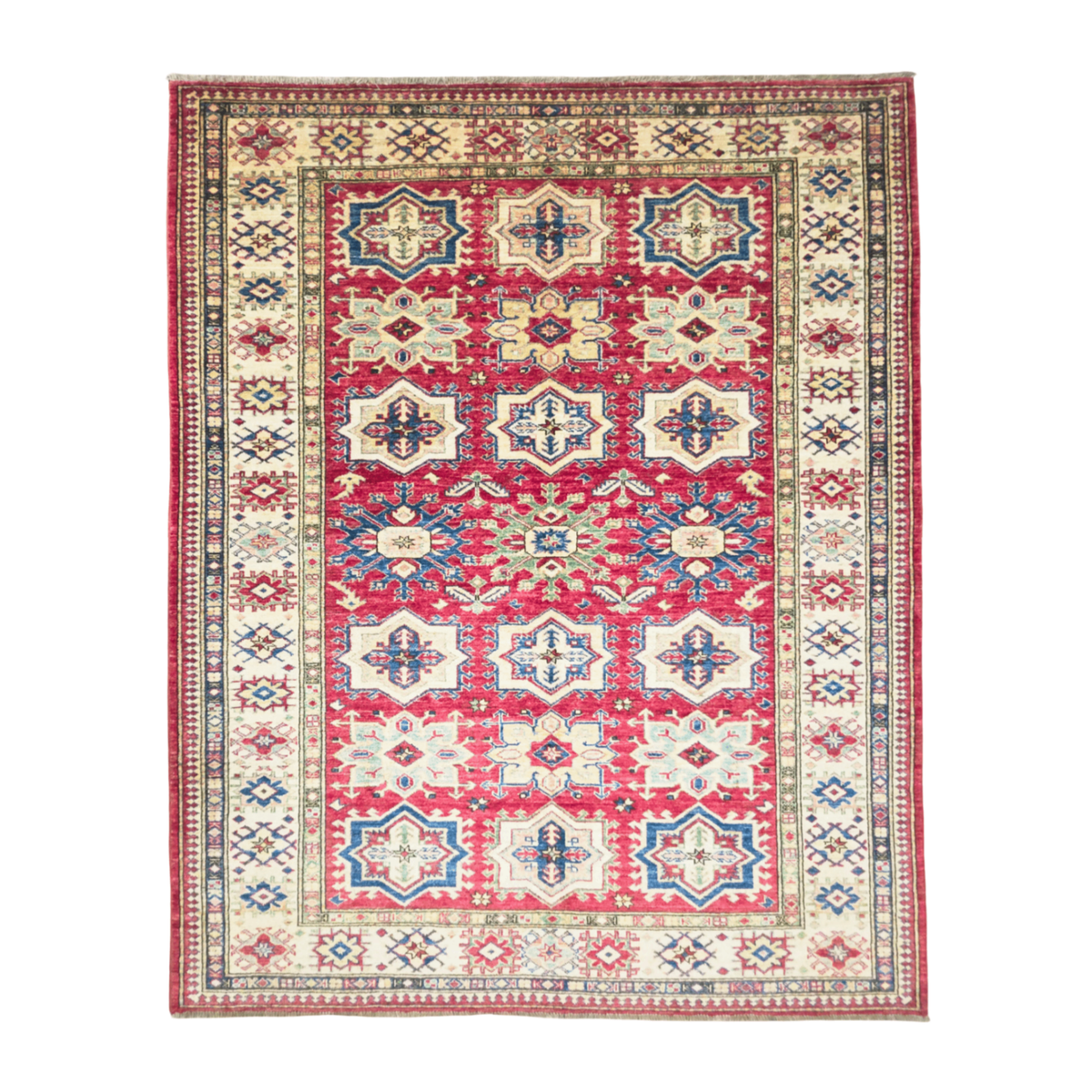225 x 180 cm Hand Knotted Afghan Kazak Rug