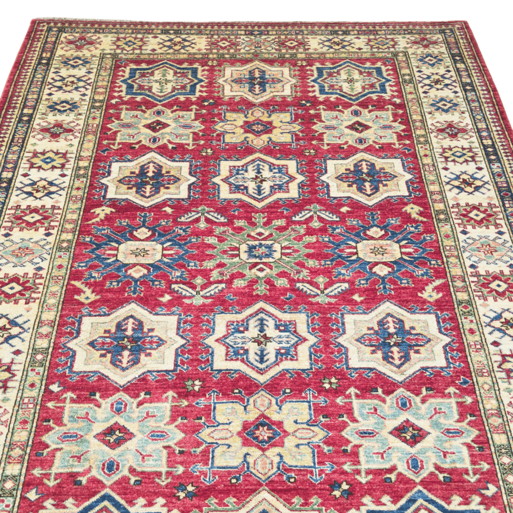 225 x 180 cm Hand Knotted Afghan Kazak Rug