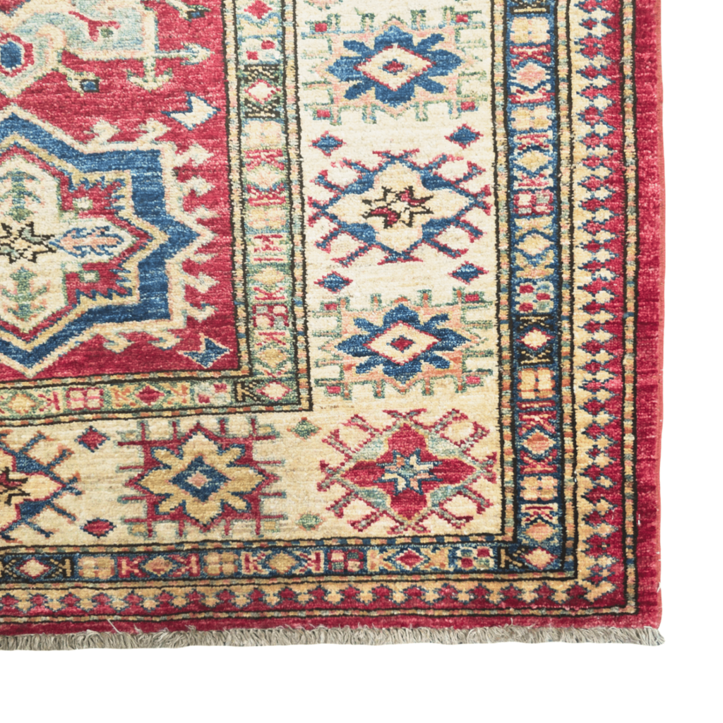 225 x 180 cm Hand Knotted Afghan Kazak Rug