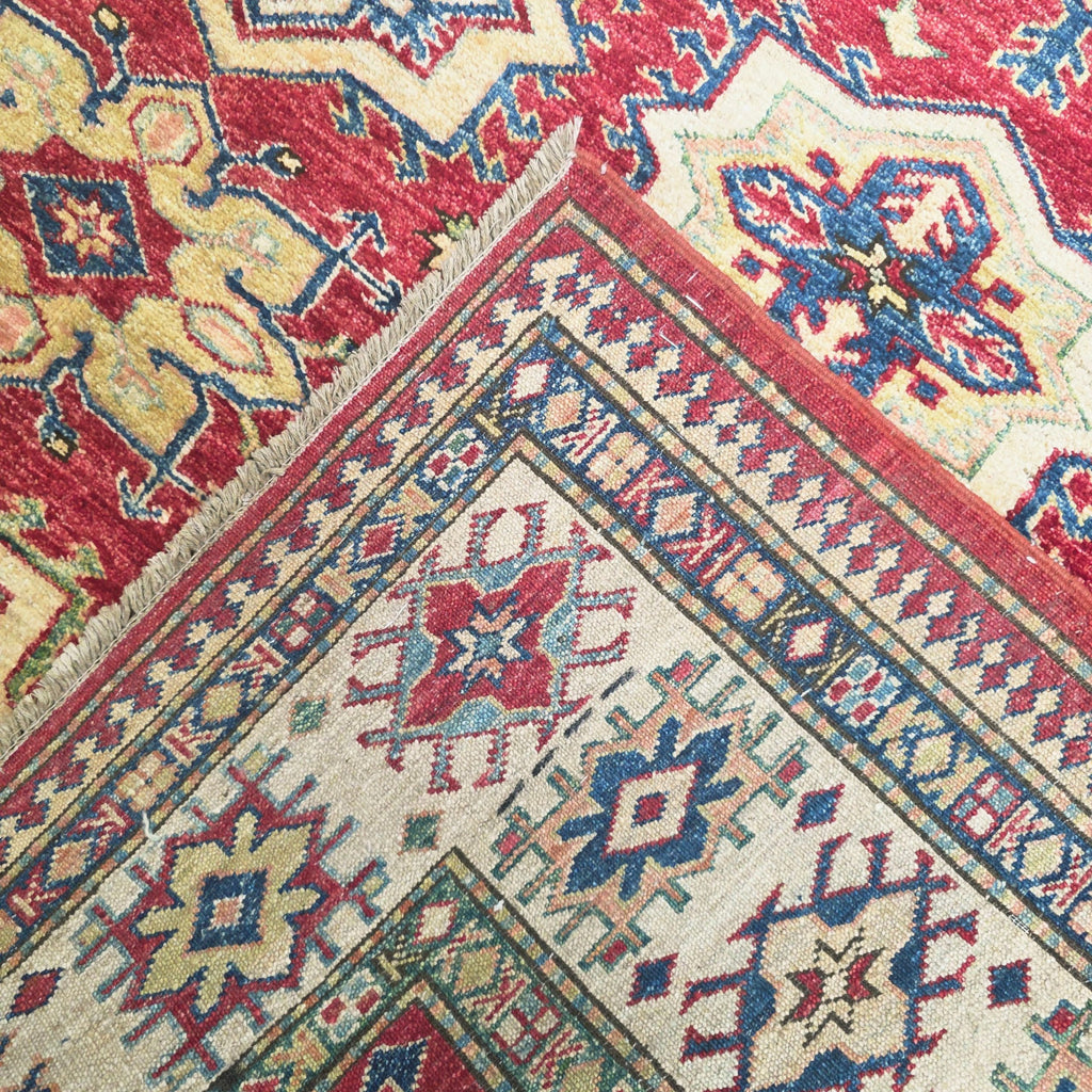 225 x 180 cm Hand Knotted Afghan Kazak Rug