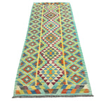 235 x 102 cm Hand-Woven Afghan Kilim Runner Rug – Wool Flatweave