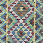 235 x 102 cm Hand-Woven Afghan Kilim Runner Rug – Wool Flatweave