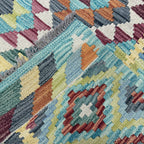 235 x 102 cm Hand-Woven Afghan Kilim Runner Rug – Wool Flatweave