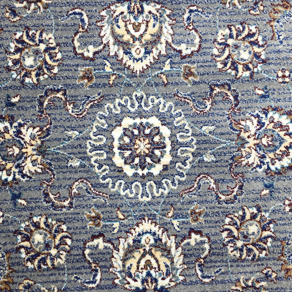 Grey and maroon traditional oriental rug detail