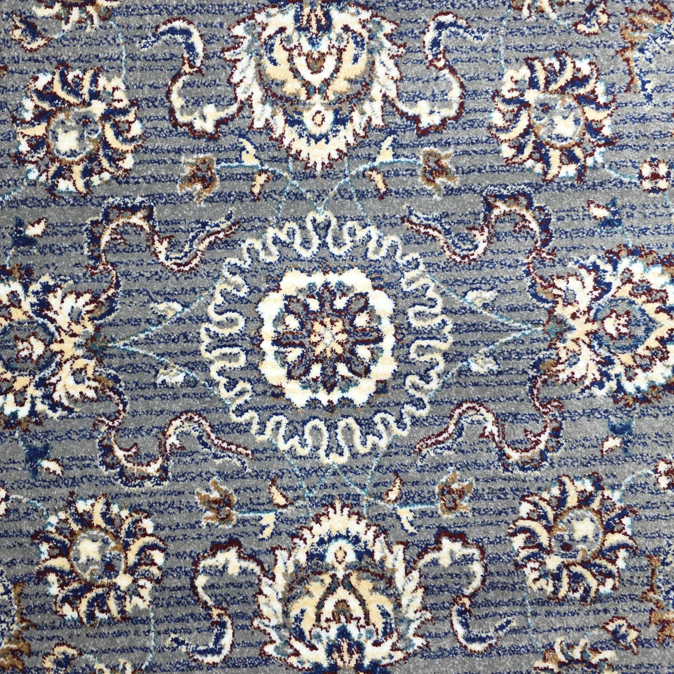 Grey and maroon traditional oriental rug detail