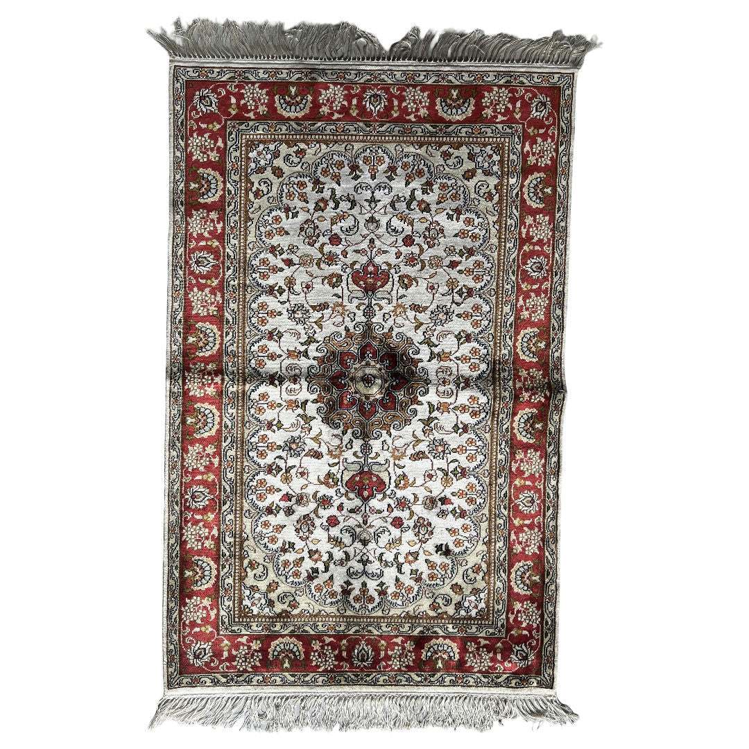 120 x 80 cm Hand-Woven Indian Silk Jaipur Oriental Rug