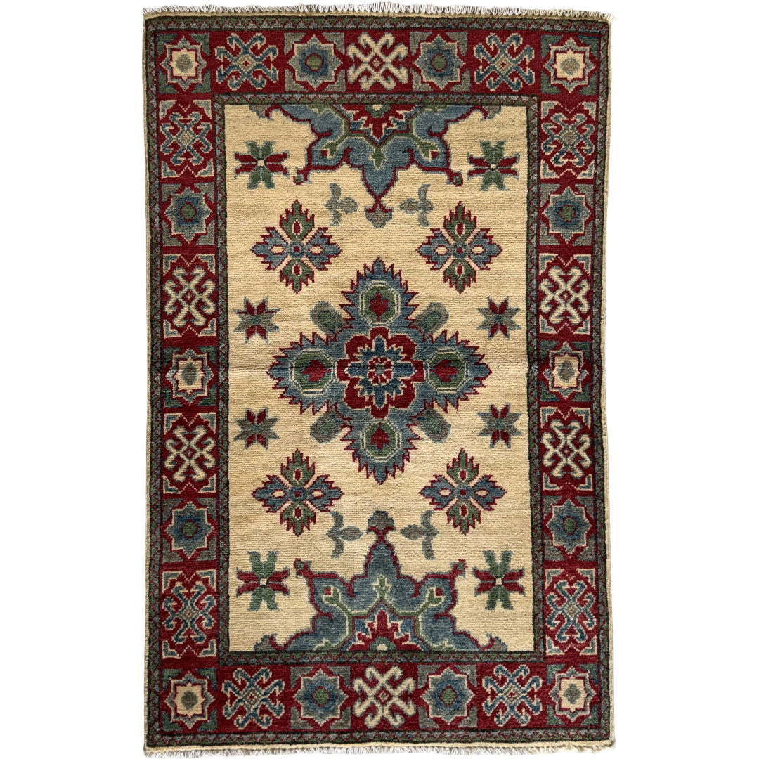 125 x 79 cm Hand-Knotted Afghan Kazak Rug