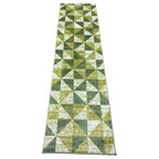 213 x 61 cm Olive Green Geometric Triangle Runner Rug