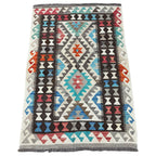 150 × 103 cm Hand-Woven Afghan Kilim Rug – Wool Flatweave