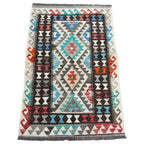 150 × 103 cm Hand-Woven Afghan Kilim Rug – Wool Flatweave