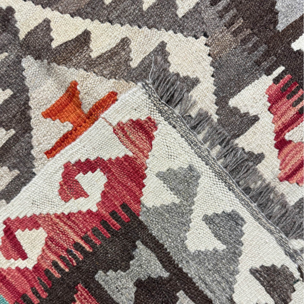 150 × 103 cm Hand-Woven Afghan Kilim Rug – Wool Flatweave