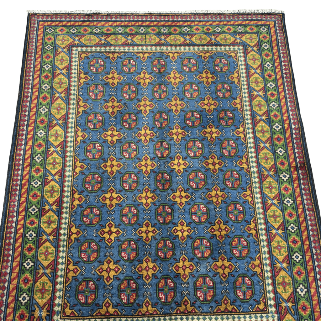 192 x 148 cm Hand-Knotted Afghan Akche Bokhara Rug