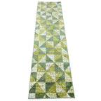 213 x 61 cm Olive Green Geometric Triangle Runner Rug