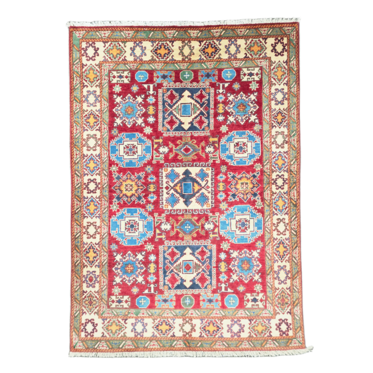 205 x 146 cm Hand Knotted Afghan Kazak Rug