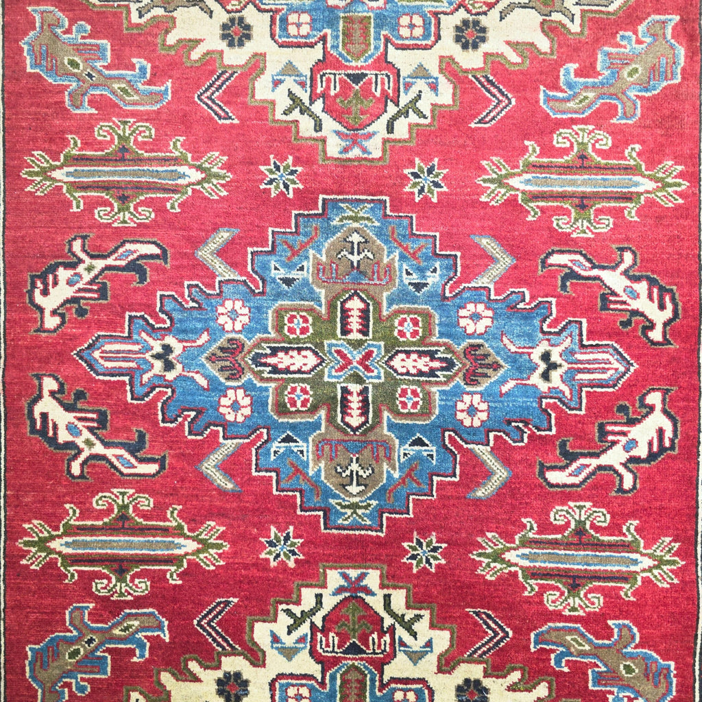 220 x 173 cm Hand Knotted Afghan Kazak Rug