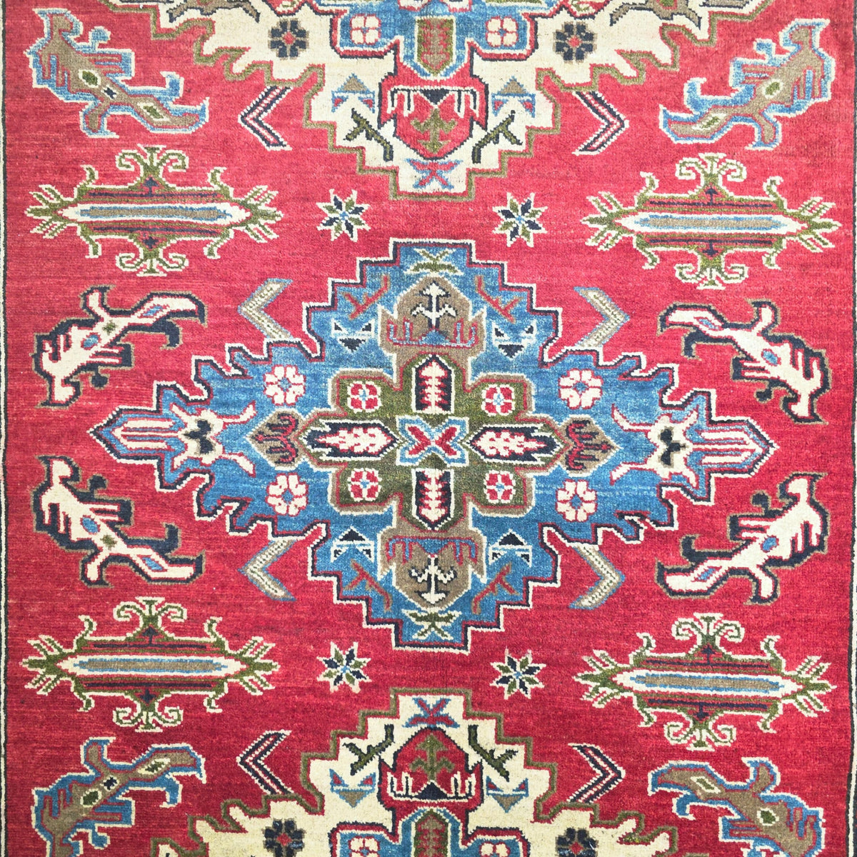 220 x 173 cm Hand Knotted Afghan Kazak Rug