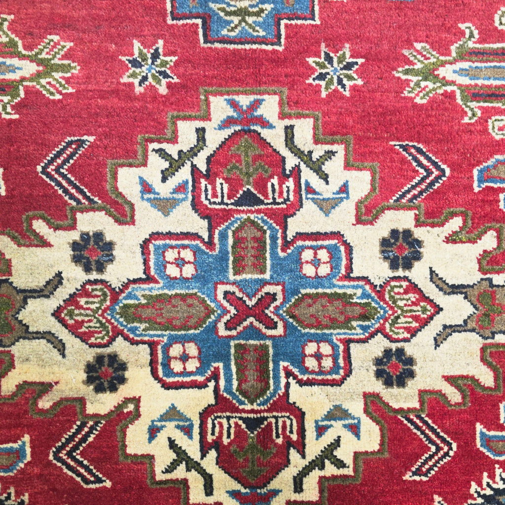220 x 173 cm Hand Knotted Afghan Kazak Rug
