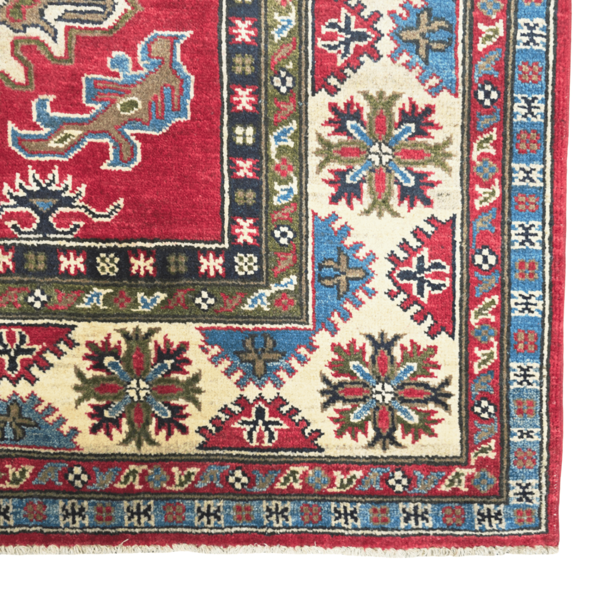 220 x 173 cm Hand Knotted Afghan Kazak Rug