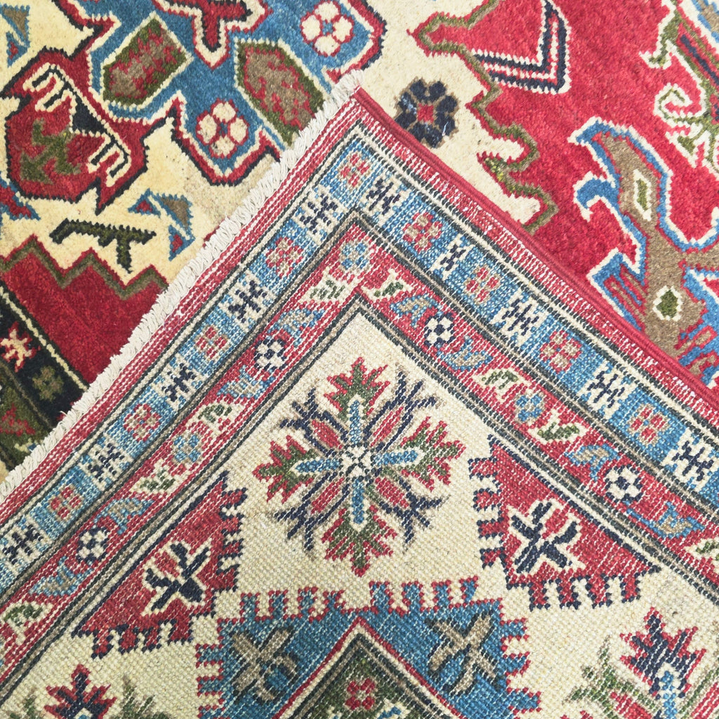 220 x 173 cm Hand Knotted Afghan Kazak Rug