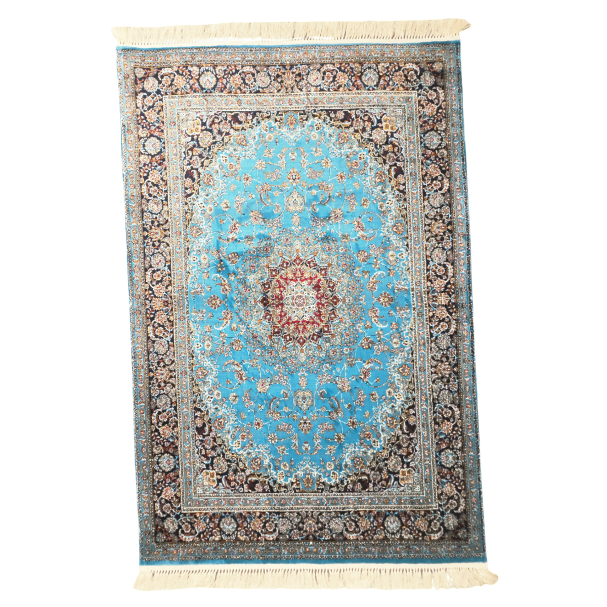 230 x 160 cm Persian Floral Blue Design Machine Made Rug