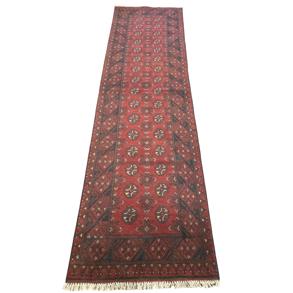 283 x 76 cm Red Afghan Bokhara Runner Rug