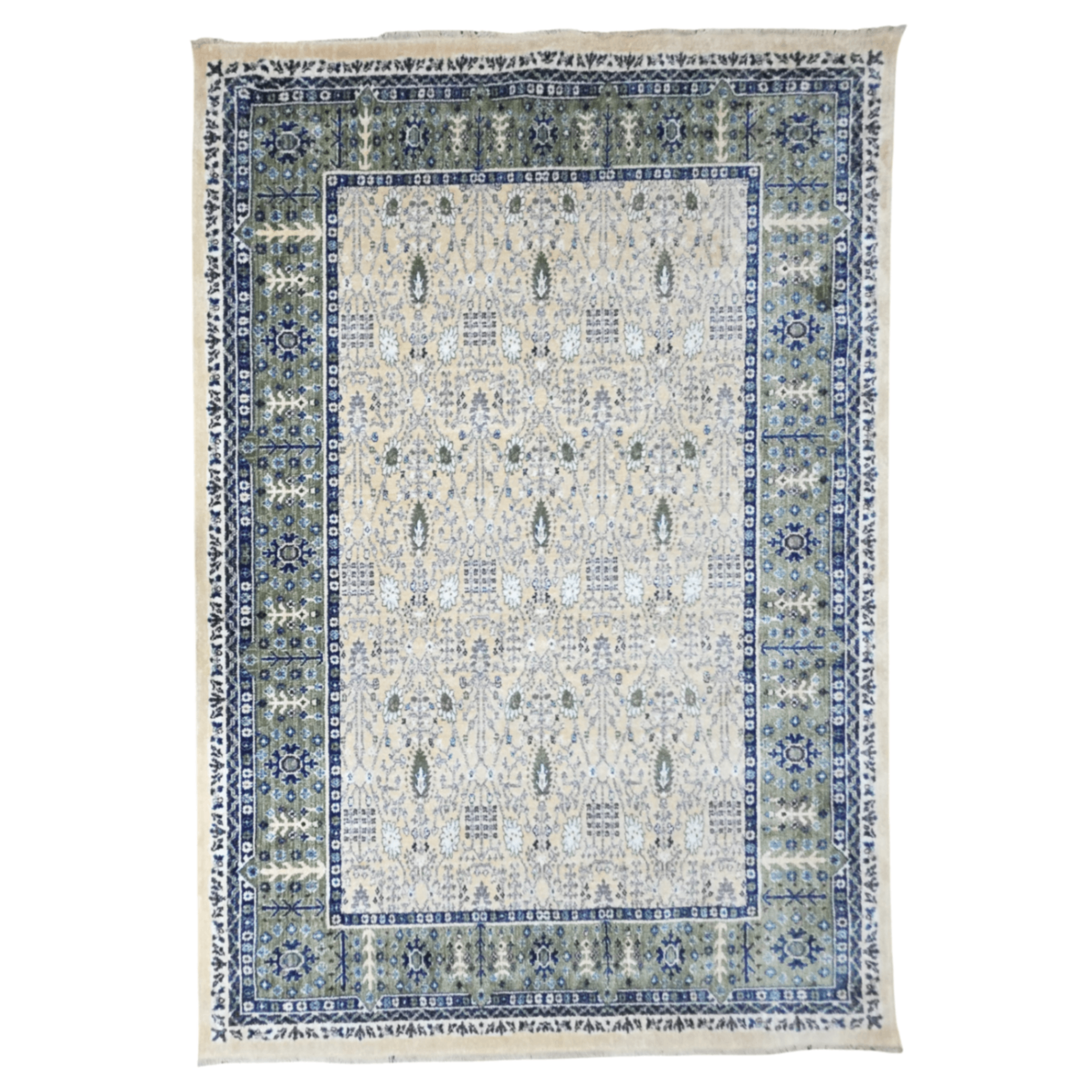 290 x 200 cm Traditional Oriental Style Machine Made Rug in Cream & Green