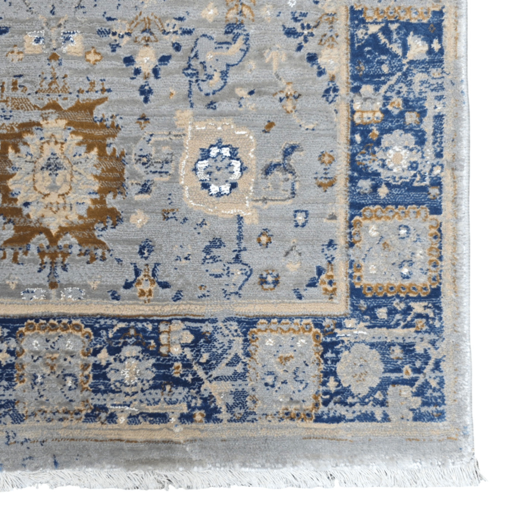 Grey Persian design runner rug detail