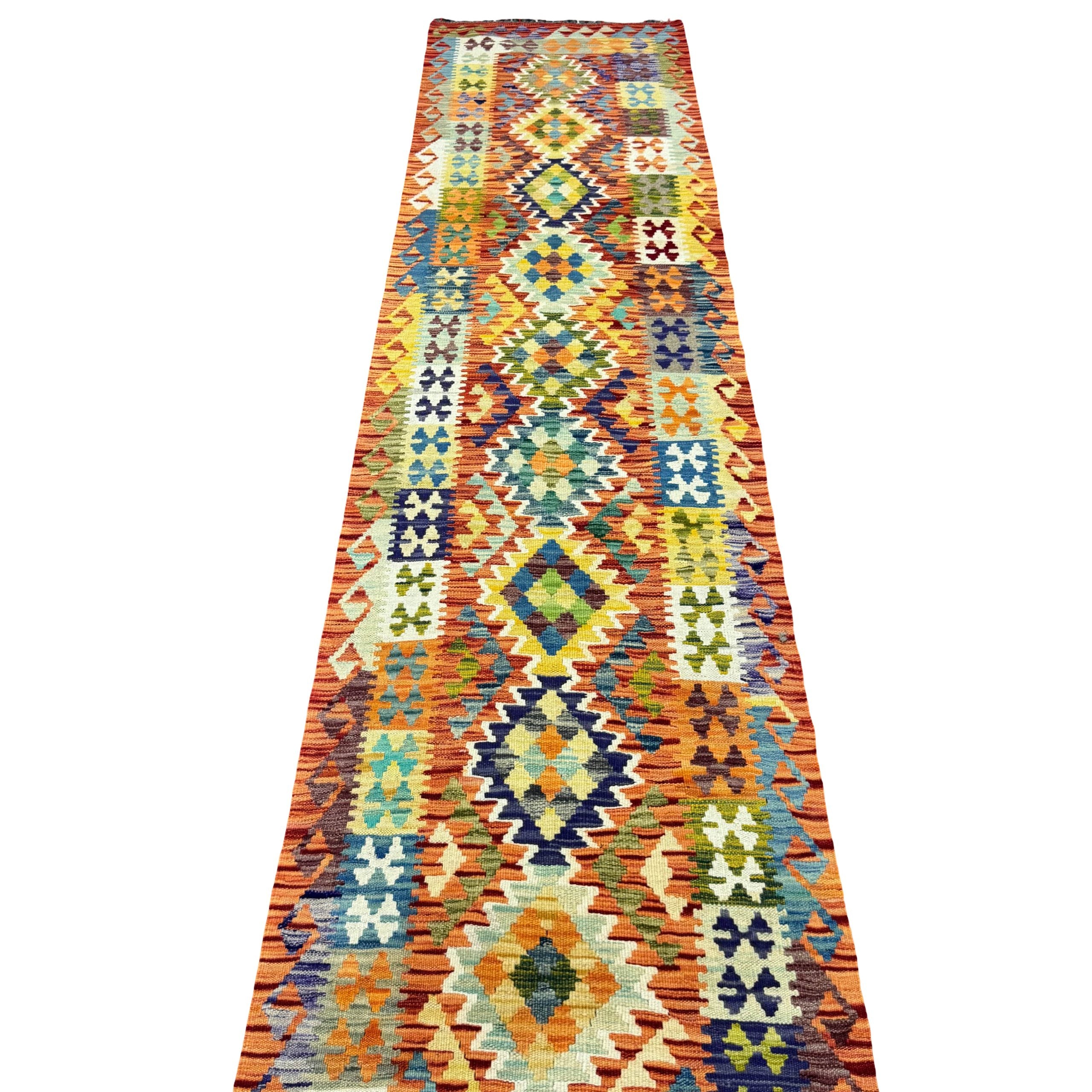 84 x 79 cm Hand-Woven Afghan Kilim Runner Rug – Wool Flatweave