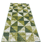 213 x 61 cm Olive Green Geometric Triangle Runner Rug