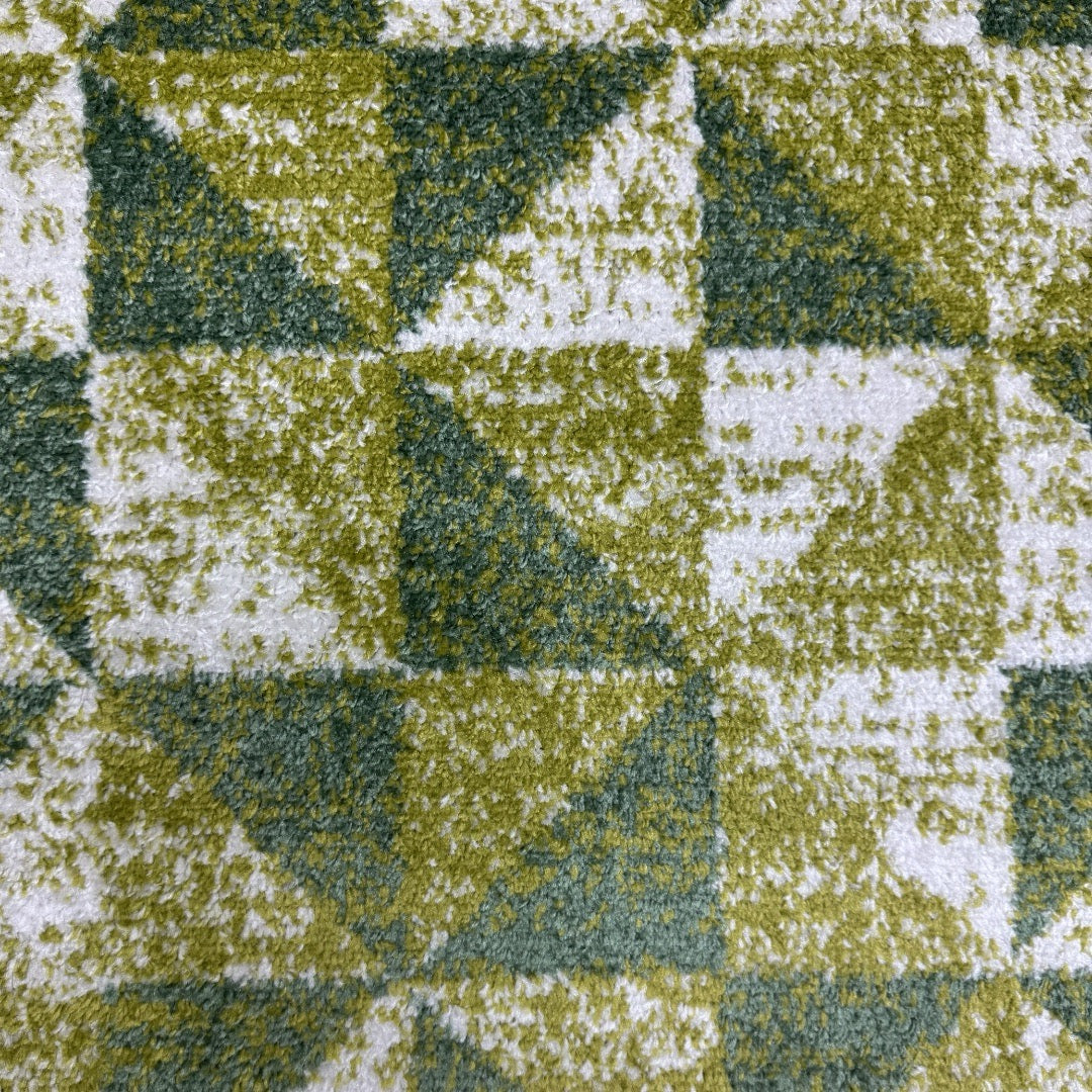 213 x 61 cm Olive Green Geometric Triangle Runner Rug