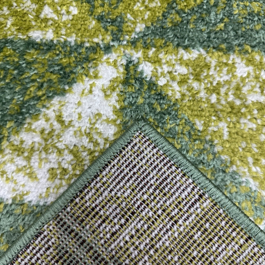 213 x 61 cm Olive Green Geometric Triangle Runner Rug