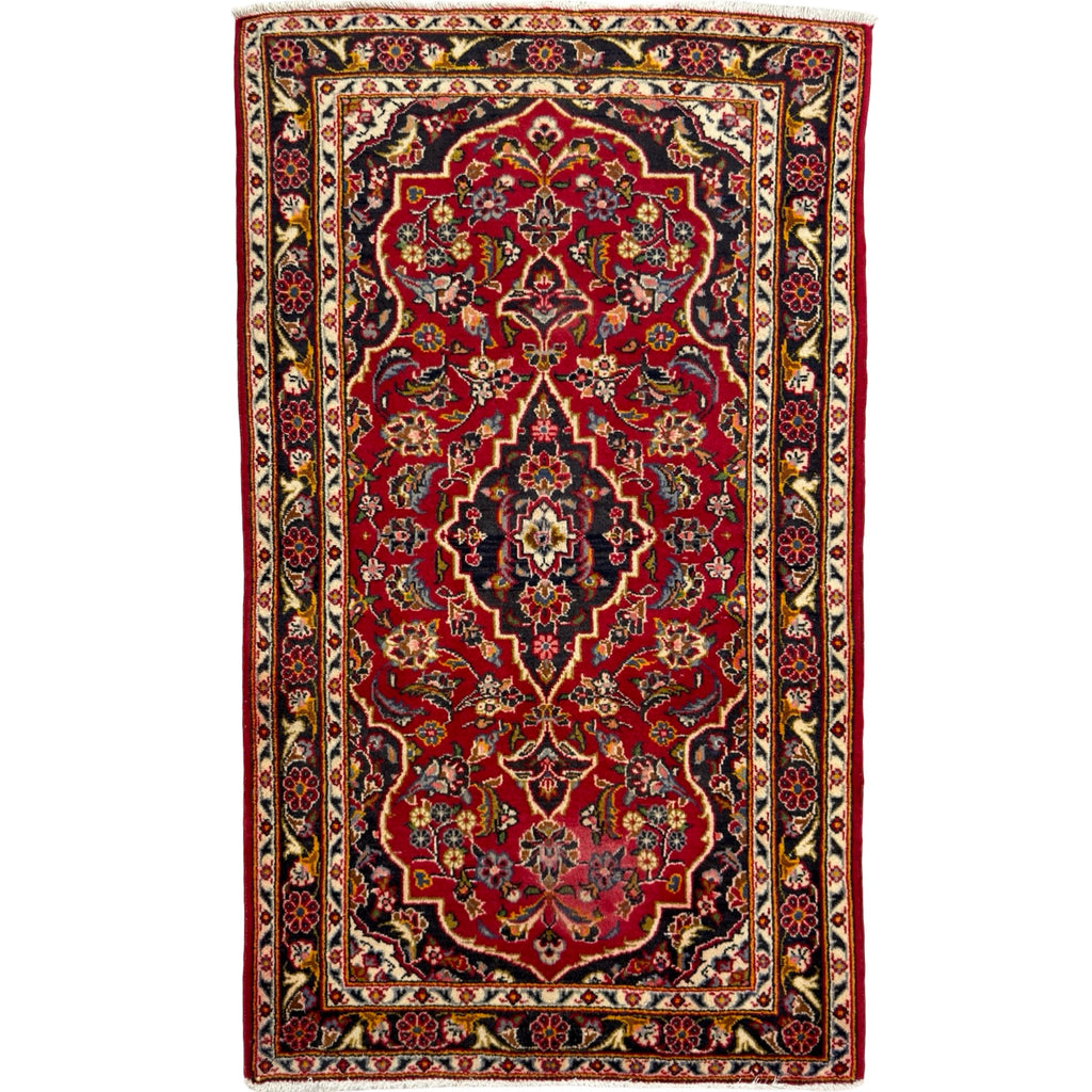 130 x 76 cm Hand-Knotted Persian Kashan Wool Rug