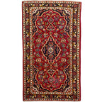 130 x 76 cm Hand-Knotted Persian Kashan Wool Rug