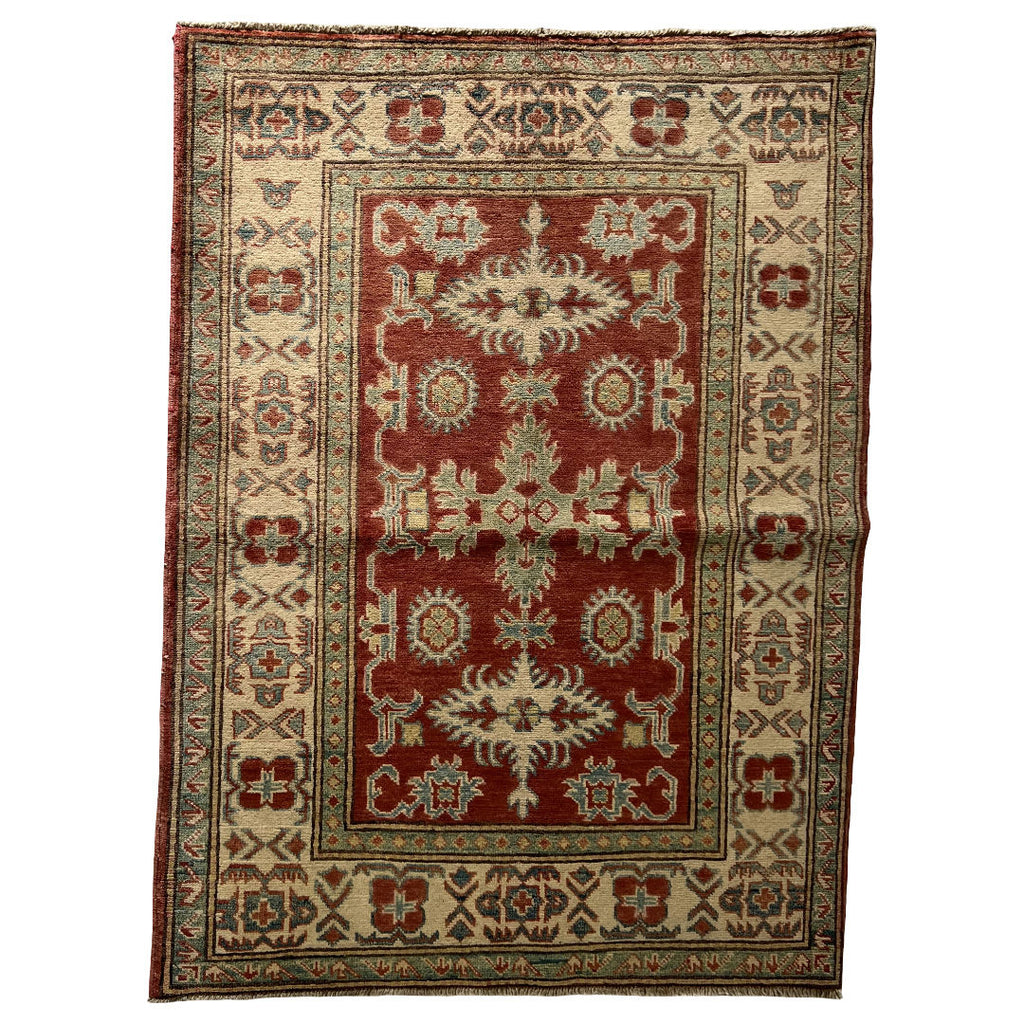 138 x 105 cm Hand-Knotted Afghan Kazak Wool Rug