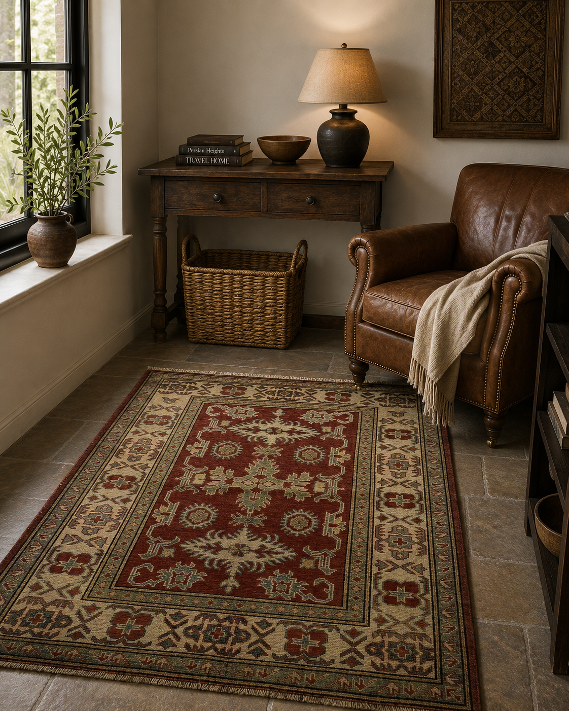 138 x 105 cm Hand-Knotted Afghan Kazak Wool Rug