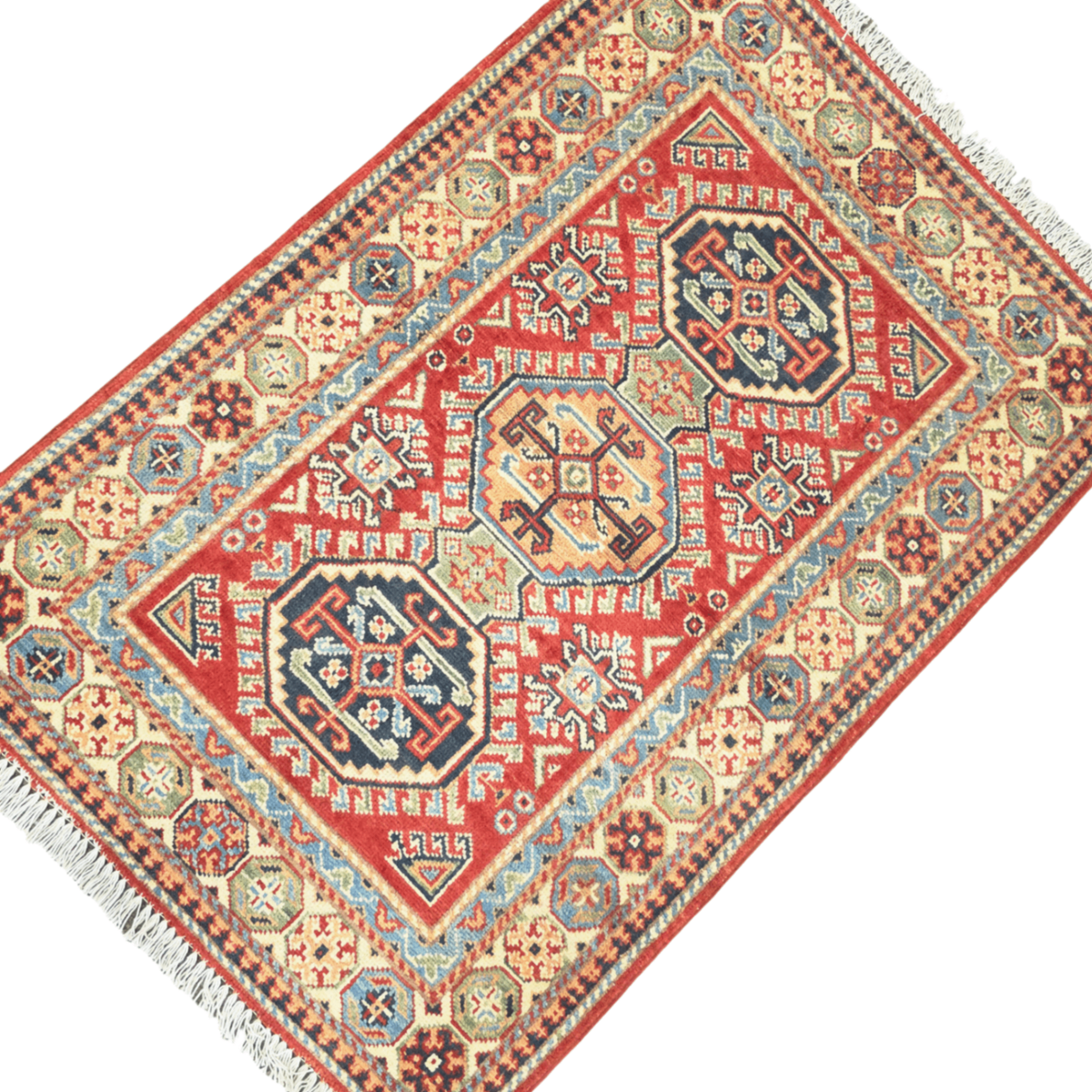 123 x 82 cm Hand Knotted Afghan Kazak Rug