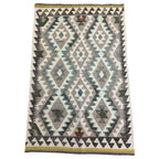 153 × 101 cm Hand-Woven Afghan Kilim Rug – Wool Flatweave