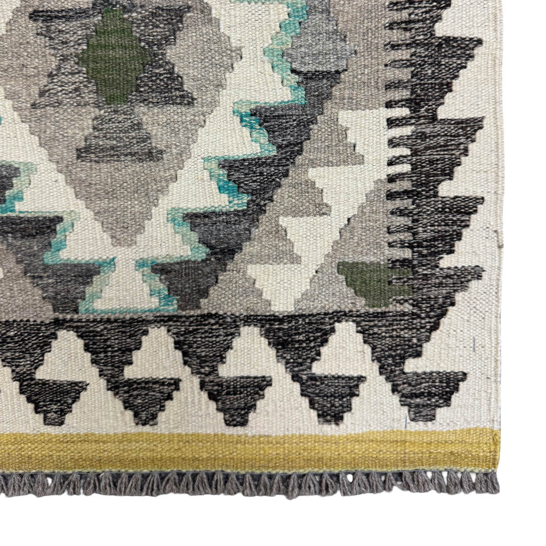153 × 101 cm Hand-Woven Afghan Kilim Rug – Wool Flatweave