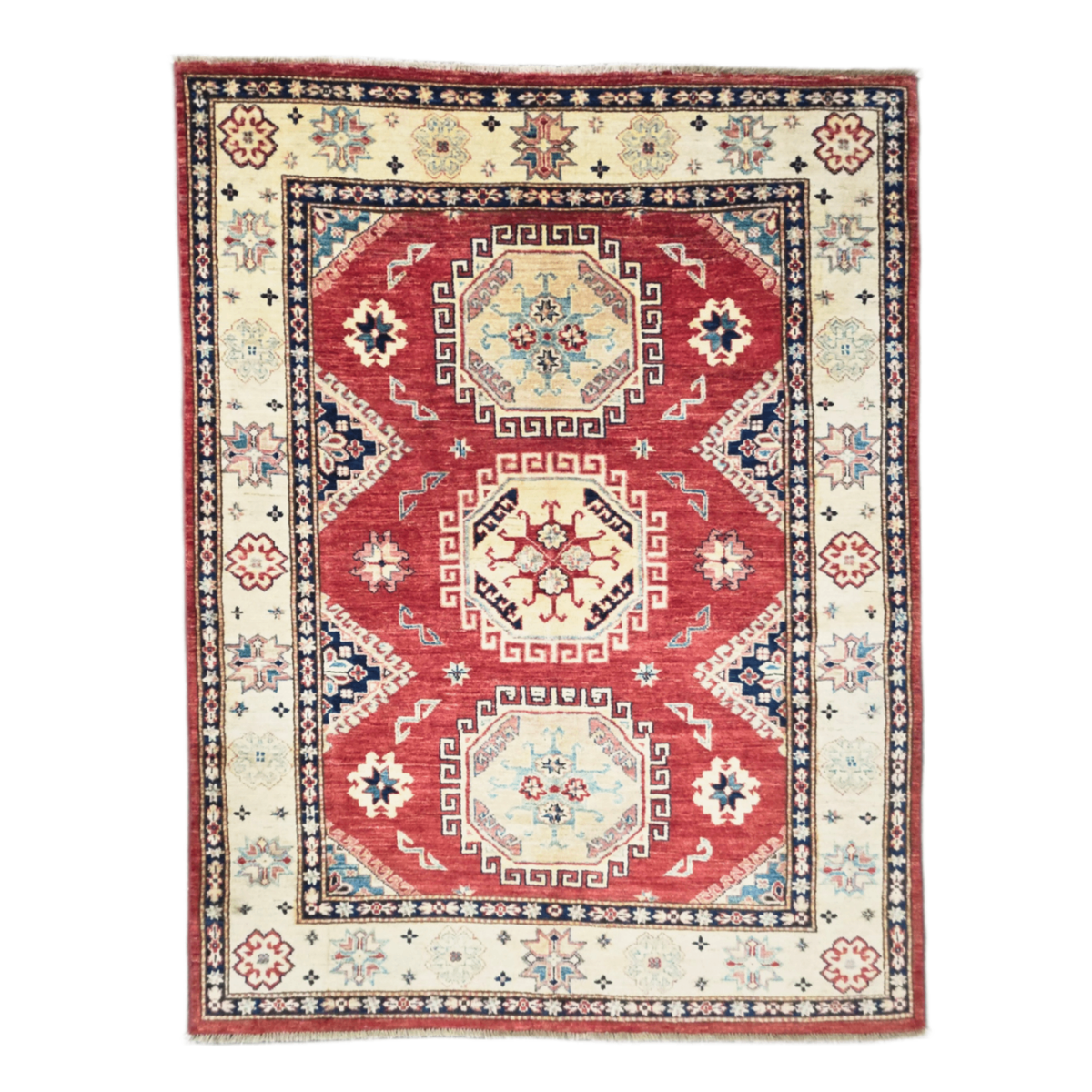 193 x 150 cm Hand Knotted Afghan Kazak Rug