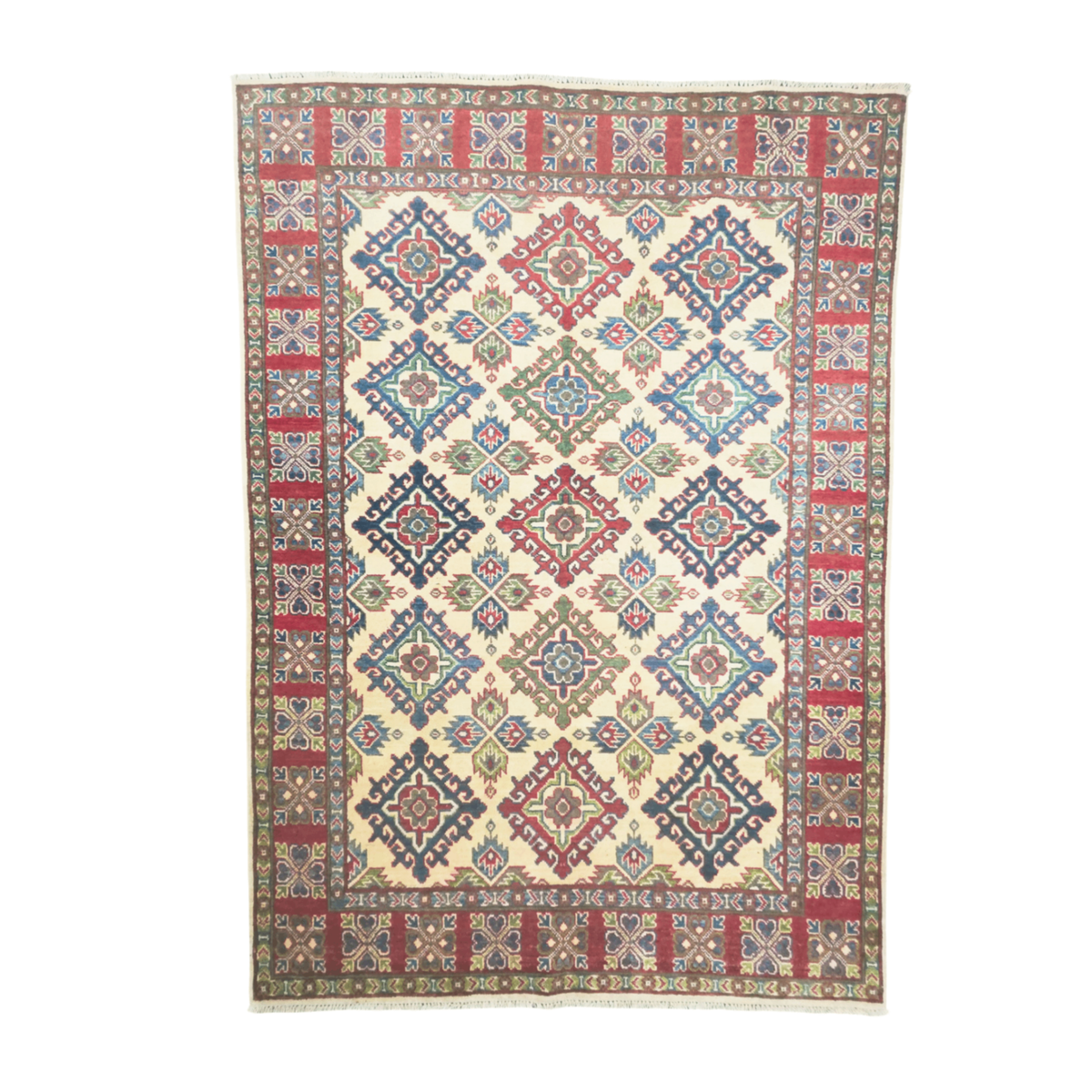 209 x 147 cm Hand Knotted Afghan Kazak Rug