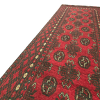 285 x 75 cm Hand-Knotted Red Afghan Akche Runner Rug